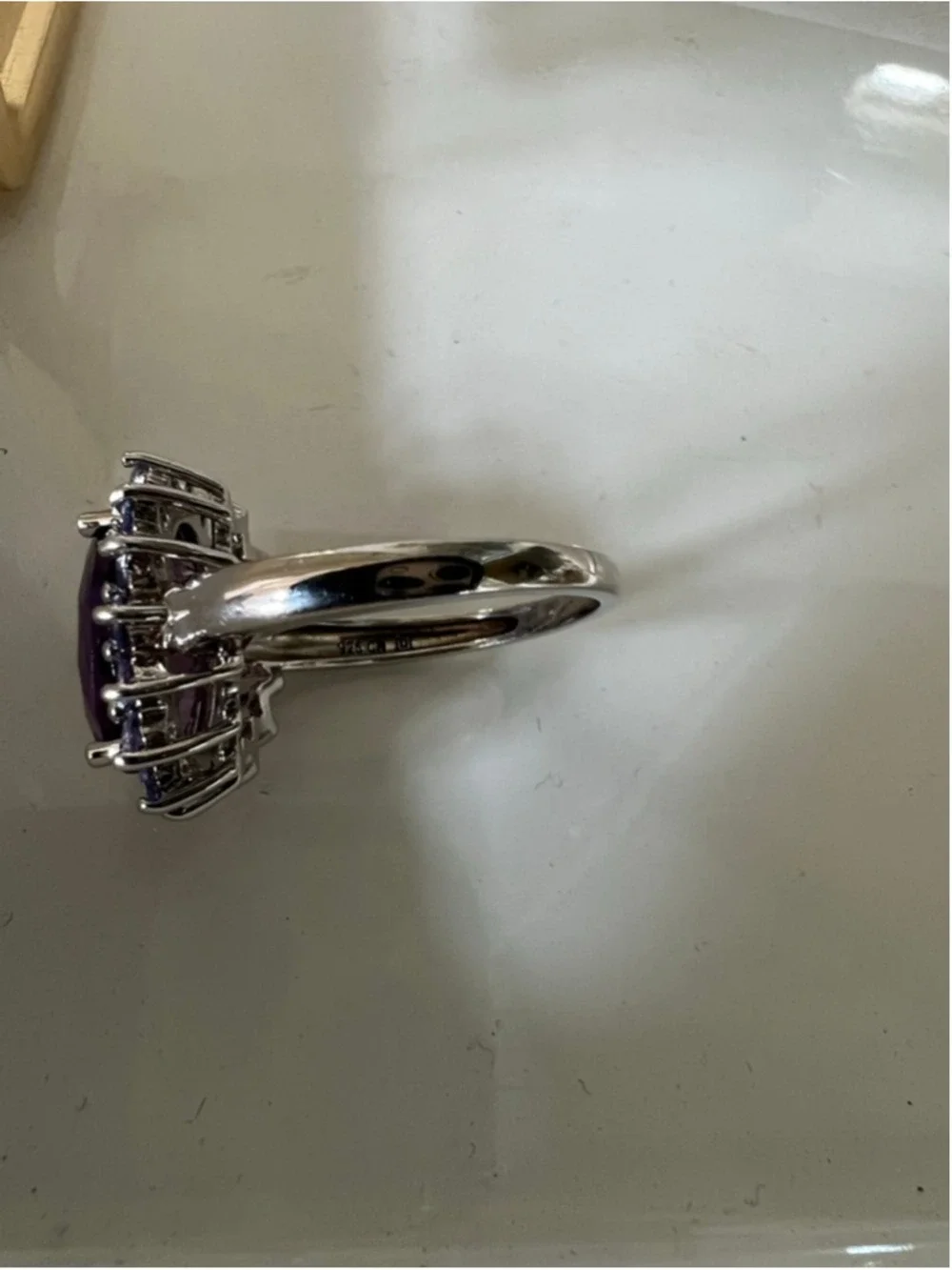 Purple 925 Sterling Silver Oval Amethyst Ring 9 New JTV